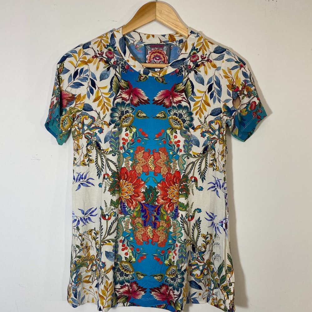 Johnny Was: Women's "Blu Favorite Short Sleeve Crew Neck Swing Tee"